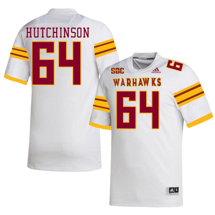 #64 Drew Hutchinson Louisiana-Monroe Warhawks College Football Jerseys Stitched-White